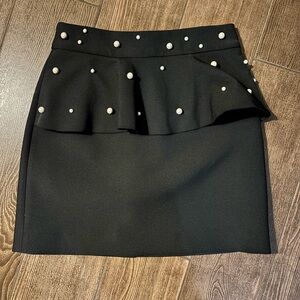 Zara Black Mini Skirt with Pearl Details